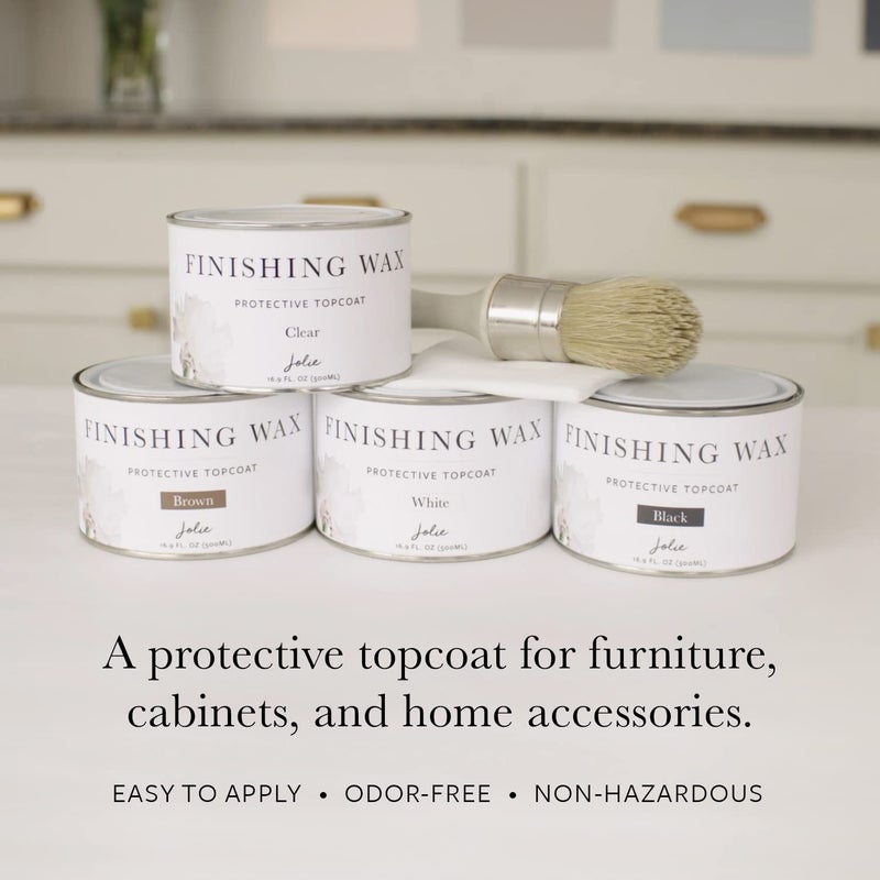 Jolie Finishing Wax - Protective topcoat Paint - Use on interior furniture, cabinets, walls, home decor and accessories - Odor-Free, Non-Hazardous - Clear - 120 ml - Image 2